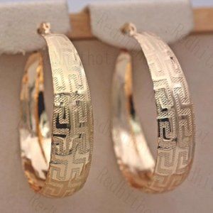 18K Gold Finish Design Hoop Earrings